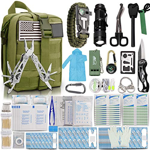 Monoki First Aid Survival Kit- 302Pcs Tactical Molle EMT IFAK Pouch Outdoor Gear EDC Emergency Survival Kits First Aid Kit Trauma Bag for Hiking Camping Hunting Car Travel or Adventures Monoki First Aid Survival Kit- 302Pcs Tactical Molle EMT IFAK Pouch Outdoor Gear EDC Emergency Survival Kits First Aid Kit Trauma Bag for Hiking Camping Hunting Car Travel or Adventures