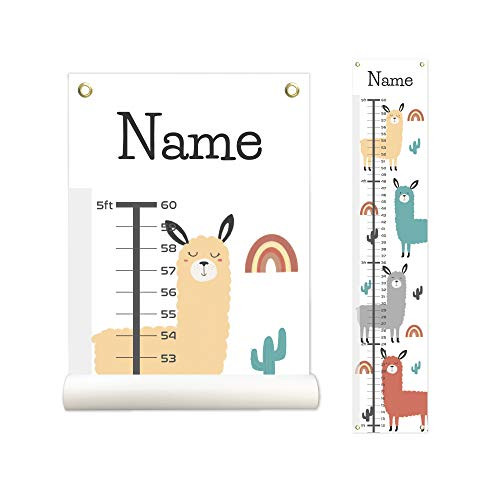 Personalized Canvas Growth Chart for Kids- Height Chart for Kids- Growth Chart Banner with Name -Llama-