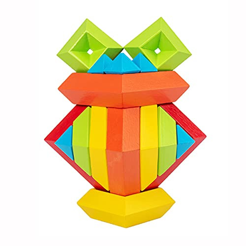 Rainbow Pyramid Wooden Building Blocks- Nesting Stacking Blocks for Toddlers- Open Ended Toys Rainbow Stacker for Kids