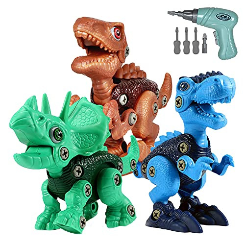 Dinosaur Toys for Kids 3-5 - Take Apart Dinosaur Toys - Building Blocks Kits with Electric Drill Construction Engineering Play Set STEM Toys for 3 4 5 6 7 8 Year Old Boys Girls Toddler Gifts
