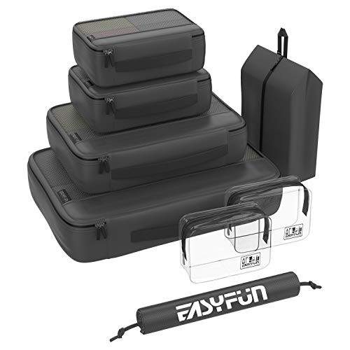 Packing Cubes for Suitcases Travel 8 Set Compression Packing Cube Large with 2 Toiletry Bags Shoe Bags