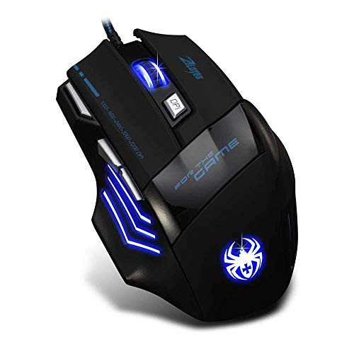 KUBEE Gaming Mouse 7200 DPI Backlight Multi Color LED Optical 7 Button Mouse Gamer USB Wired Gaming Mouse for Pro Gamer