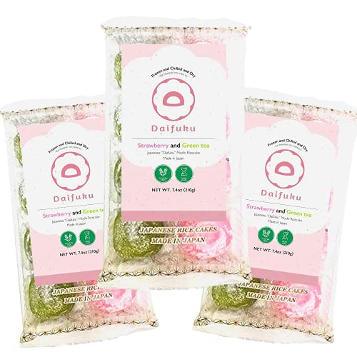 Japanese Daifuku Mochi Sweet Rice Cake- 3 Layers- Mochi- Marshmallow- Filling / -Strawberry and Green tea- 7.4oz/ 210g- 3Pack Japanese Daifuku Mochi Sweet Rice Cake- 3 Layers- Mochi- Marshmallow- Filling / -Strawberry and Green tea- 7.4oz/ 210g- 3Pack