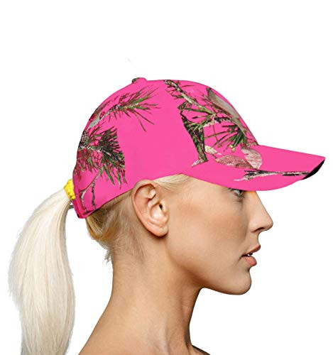 Mossy Oak Hot Pink Camo Cap Hat- Precurved Visor- Structured- Wicking Sweatband