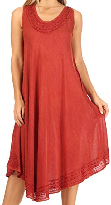 Sakkas 1051 Everyday Essentials Caftan Dress/Cover Up - A-Red - OS