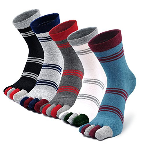 ZAKASA Mens Toe Socks Cotton Five Finger Crew Socks Athletic Running Socks 5 Pack -5513 - 5Pairs- Men Shoe Size 7-11- ZAKASA Mens Toe Socks Cotton Five Finger Crew Socks Athletic Running Socks 5 Pack -5513 - 5Pairs- Men Shoe Size 7-11-