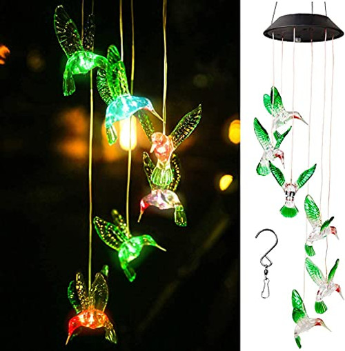 REIGEE Solar Hummingbird Wind Chimes- Color-Changing LED Solar Mobile Wind Chimes for Home- Party- Night Garden Decoration. REIGEE Solar Hummingbird Wind Chimes- Color-Changing LED Solar Mobile Wind Chimes for Home- Party- Night Garden Decoration.