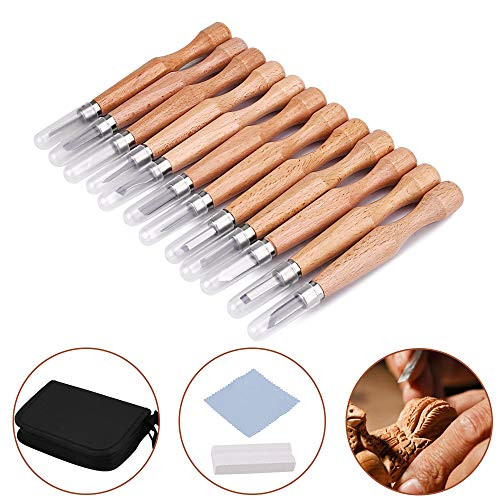 Wood Carving Tools, Wood Chisels Set Wood Carving Chisels with Sharpening Stone & Polishing Cloth for Softwood, Wood, Resin, Clay & Pumpkin Carving