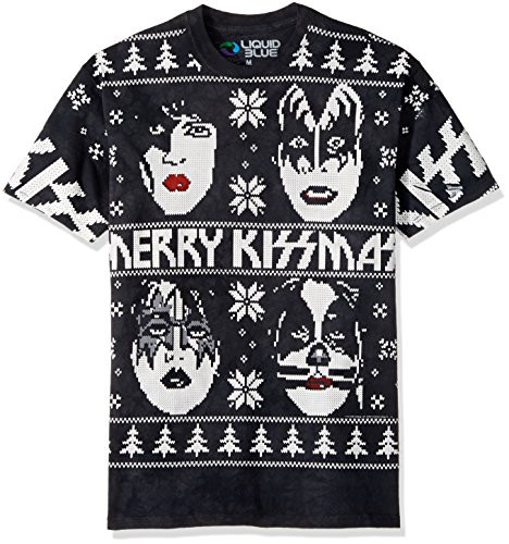 Liquid Blue Men's Kiss Merry Kissmas Short Sleeve T-Shirt- Multi Tie Dye- Medium