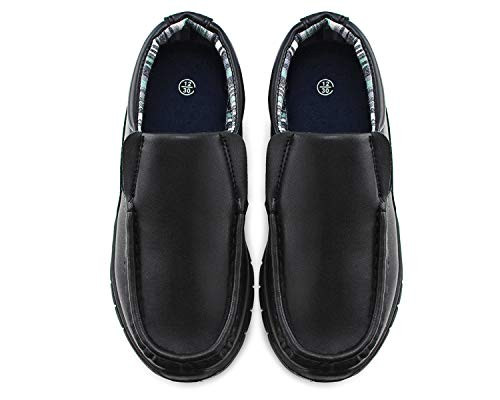 JABASIC Boys School Uniform Dress Shoes Slip-on -12-Black-