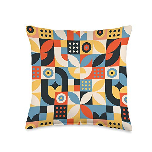 Gifts For Art Lovers Yellow Orange Blue Modern Mid-Century Throw Pillow- 16x16- Multicolor Gifts For Art Lovers Yellow Orange Blue Modern Mid-Century Throw Pillow- 16x16- Multicolor