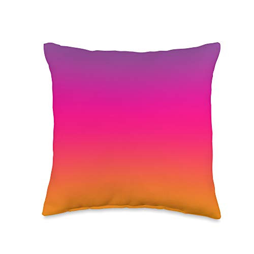 LiveHappy Sunset Ombre Gradient Purple Pink Orange Yellow Throw Pillow- 16x16- Multicolor