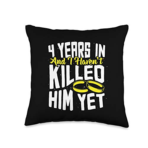 Wedding Anniversary Gifts for Her Apparel 4th Wedding Anniversary Gift for Wife 4 Years of Marriage Throw Pillow- 16x16- Multicolor
