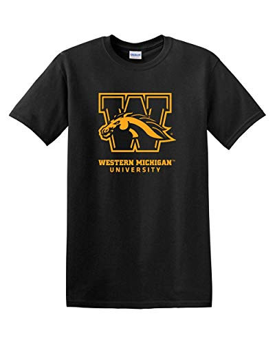 CreateMyTee | Western Michigan Full Logo One Color T-Shirt | -Black- Small-