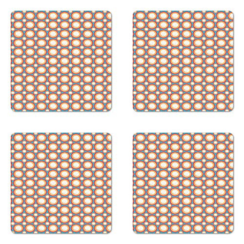 Ambesonne Space Coaster Set of 4- Natal Astrological Chart Pattern Circular Motifs and Strokes Zodiac Signs Astrology- Square Hardboard Gloss Coasters- Standard Size- Multicolor