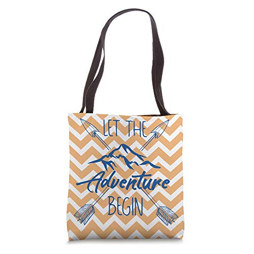 Let The Adventure Begin Mountains Arrows Chevron Tote Bag