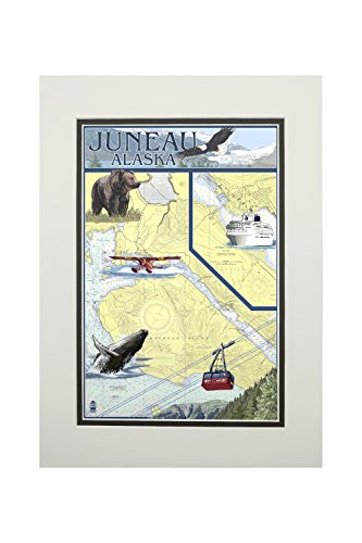 Juneau- Alaska- Nautical Chart -11x14 Double-Matted Art Print- Ready to Frame Wall Decor-