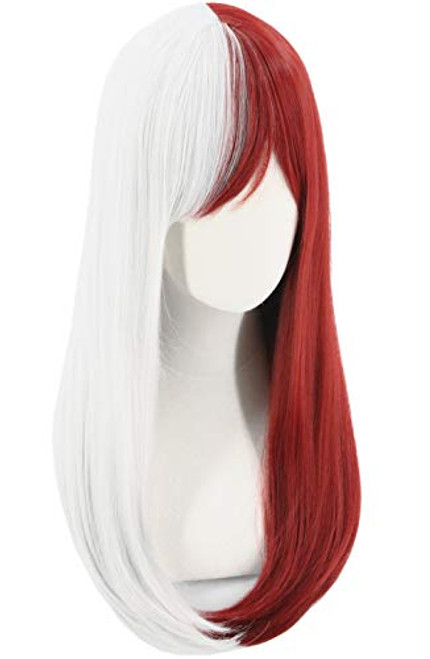 Topcosplay Anime Cosplay Wig Female Long Bangs Halloween Costume Party Wigs Red and Grey Wig Topcosplay Anime Cosplay Wig Female Long Bangs Halloween Costume Party Wigs Red and Grey Wig