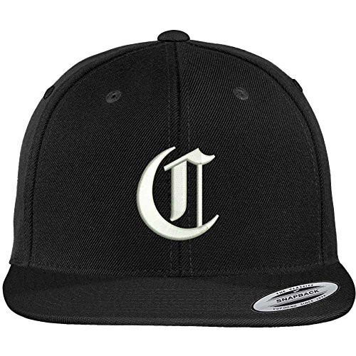 Trendy Apparel Shop Old English C Embroidered Flat Bill Snapback Cap - Black