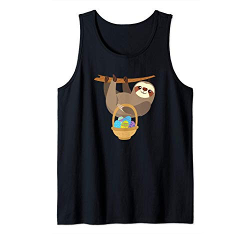 Sloth Easter Shirt With Easter Basket Tank Top