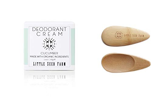 Little Seed Farm All Natural Deodorant Cream- Aluminum Free Deodorant for Women or Men- 2.4 Ounce - Cucumber Plus Applicators Bundle