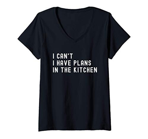 Womens Culinary Sorry I Can't I Have Plans In The Kitchen Cook Chef V-Neck T-Shirt