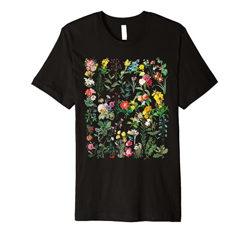 Vintage Inspired Flower Botanical Chart Premium T-Shirt