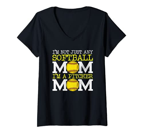 Womens Fastpitch Softball Pitcher Funny Mom V-Neck T-Shirt Womens Fastpitch Softball Pitcher Funny Mom V-Neck T-Shirt