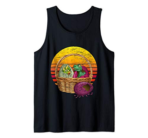 Easter Basket Stuffers Vintage T Rex Easter Egg Hunt Retro Tank Top