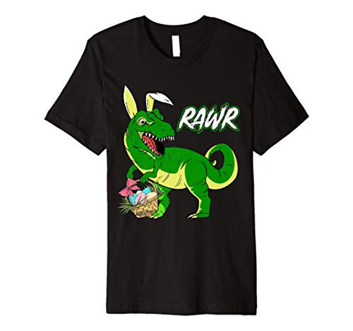 Rawr Trex Bunny Ears Easter Day Eggs Basket Boys Girls Kids Premium T-Shirt
