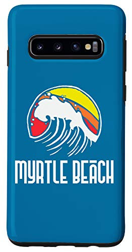 Galaxy S10 Myrtle Beach Vintage 80s Retro Surfing Beach Wave Graphic Case