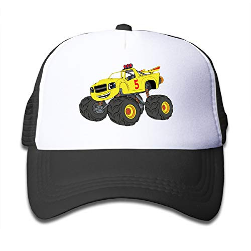 NVJUI JUFOPL Boys' Cartoon Bigfoot Trucks Baseball Cap Mesh Snapback Funny Trucker Hat for Kid Black