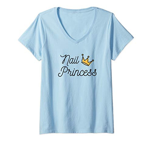 Womens Nail tech shirt | Nail Princess Manicurist Gift V-Neck T-Shirt