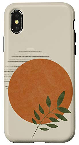 iPhone X/XS Aesthetic Boho Red Orange Moon Plant Case