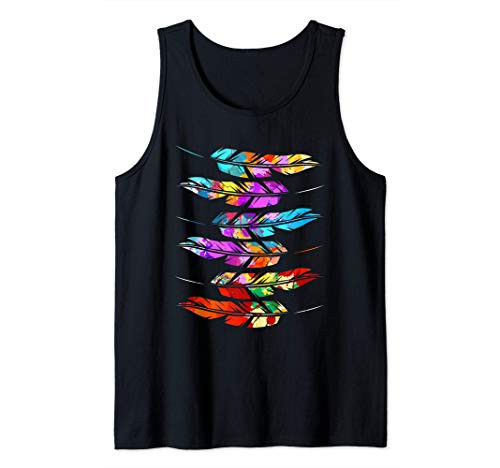 Colorful Feathers American Indian Pride Native American Tank Top