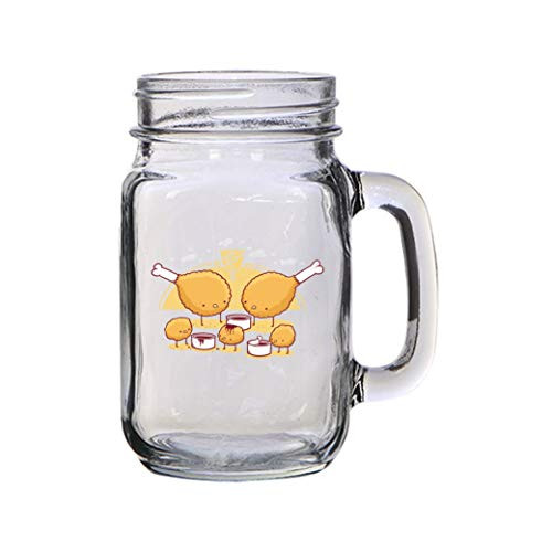 Randy Otter inchChicken Farminch Fried Chicken Legs  and  Nuggets w/Sauce - 16 oz Mason Jar Glass Mug for Beer Tea Wedding- Engagement Anniversary Bridal Party for Newlyweds Randy Otter inchChicken Farminch Fried Chicken Legs  and  Nuggets w/Sauce - 16 oz Mason Jar Glass Mug for Beer Tea Wedding- Engagement Anniversary Bridal Party for Newlyweds