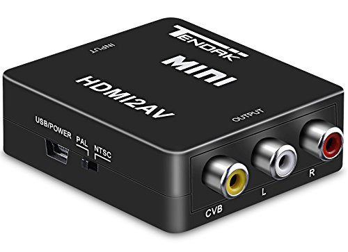 HDMI to RCA - Tendak 1080P HDMI to AV 3RCA CVBs Composite Video Audio Converter Adapter Supporting PAL/NTSC with USB Charge Cable for PC Laptop Xbox PS4 PS3 TV STB VHS VCR Camera DVD (Black)