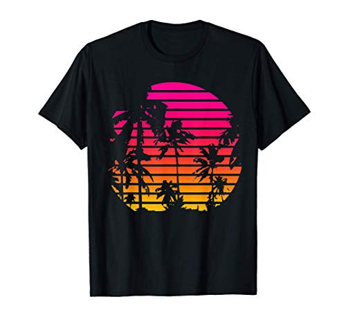 1980's Summer Tropical Beach Palm Tree Sunset T-Shirt