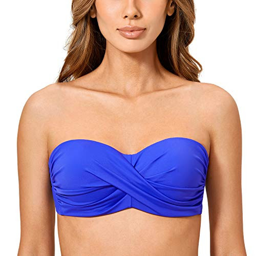 DOBREVA Women's Bikini Top Strapless Bandeau Underwire Swimsuit B-H Cup - Bra Sizes Milky Way Purple - Bikini top 38G DOBREVA Women's Bikini Top Strapless Bandeau Underwire Swimsuit B-H Cup - Bra Sizes Milky Way Purple - Bikini top 38G