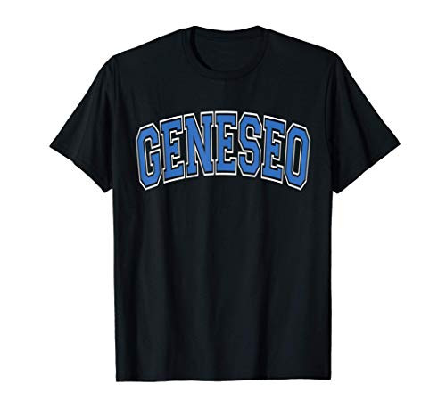 Geneseo NY New York Varsity Style Blue Text T-Shirt