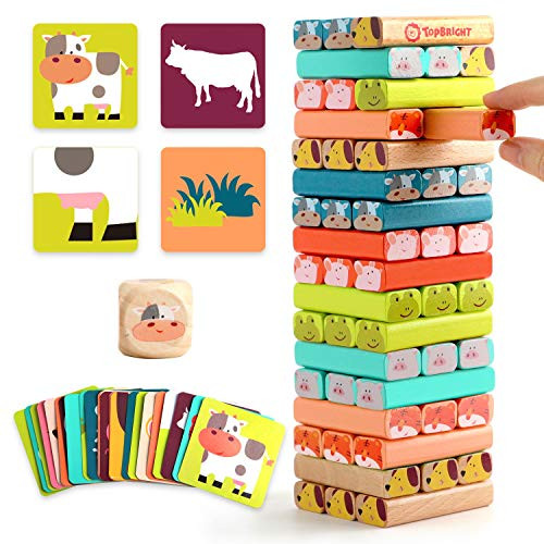 TOP BRIGHT Colored Stacking Board Game for Kids Ages 4-8- 51 Piece Wooden Blocks Toy for Children?New Version ? TOP BRIGHT Colored Stacking Board Game for Kids Ages 4-8- 51 Piece Wooden Blocks Toy for Children?New Version ?