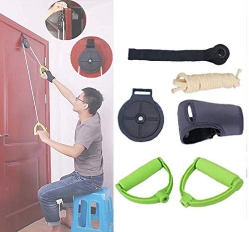Shoulder Arm Pulley System Set - Over Door Rehab Exerciser for Home Physical Therapy Frozen Rotator Cuff Recovery and Stretching Strengthener Range of Motion -A-