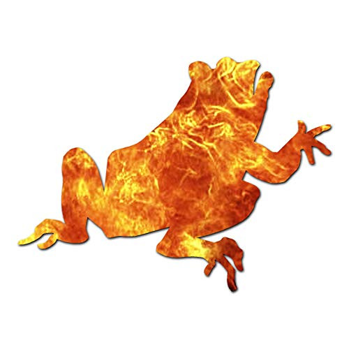Frog Bullfrog Toad - Vinyl Decal Sticker - 16inch x 12inch - Orange Flames