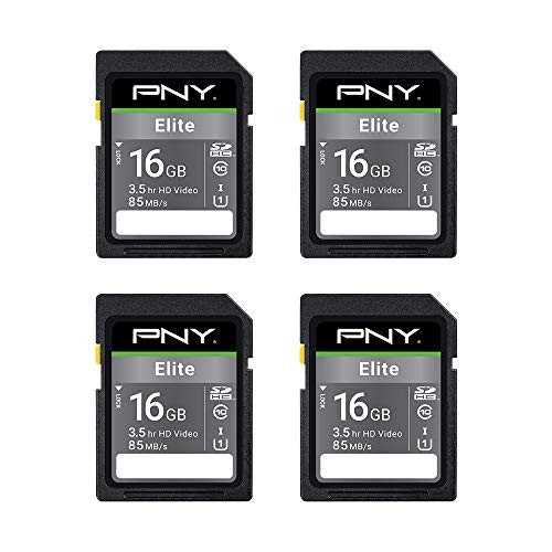 PNY 16GB Elite Class 10 U1 SDHC Flash Memory Card 4-Pack