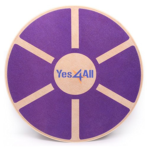 Yes4All Wooden Balance Board  Round Wobble Balance Board - Balance Stability Trainer for Physical Therapy -Purple-- 15.50 -B62R-