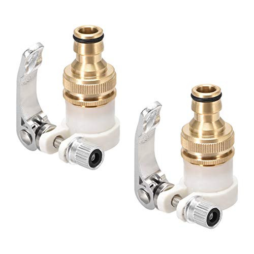 uxcell Brass Faucet Tap Quick Connector G1/2 Thread 15-18mm Vavle Hose Pipe Socket Adapter Fitting for Garden Irrigation System 2pcs