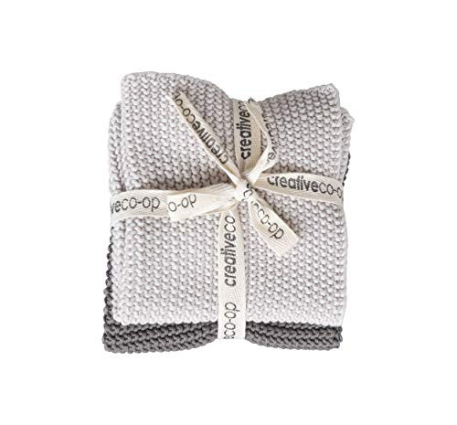 Creative Co-Op Square Cotton Knit Dish Cloths -Set of 2 Pieces-