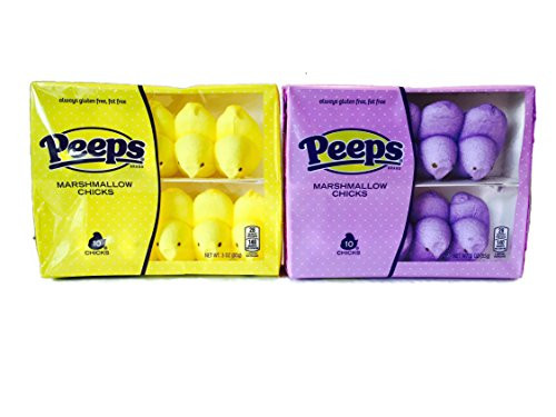 Peeps Marshmallow Chicks Includes Two Boxes- Yellow Peeps and Purple Peeps