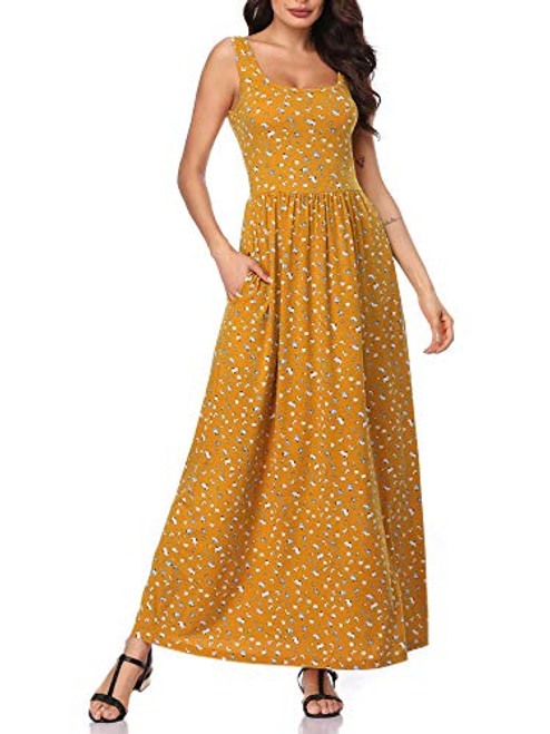 MSBASIC Knit Aline Dress Fit and Flare Modest Dresses for Women Yellow Floral L MSBASIC Knit Aline Dress Fit and Flare Modest Dresses for Women Yellow Floral L