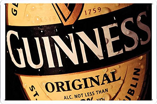 Tin Sign Metal Poster Plate (8"x12") of Guinness Black Beer Big Label by Food & Beverage Decor Sign